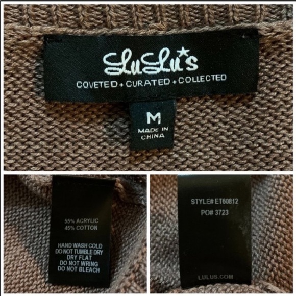 Lulus Chic Cred Brown Lace-Up Sweater medium NWT - Picture 2 of 4
